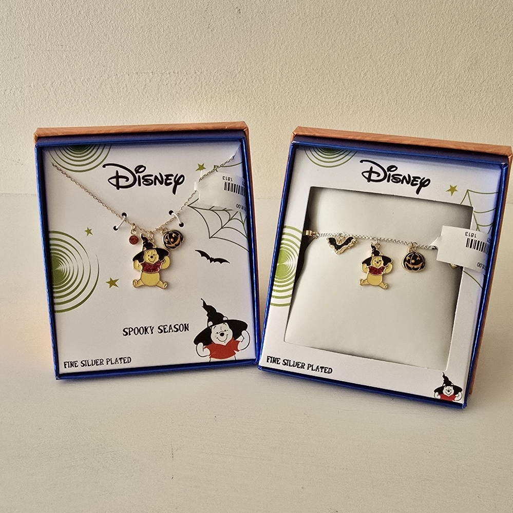 Disney Winnie the Pooh Halloween Necklace & Bracelet Set – Spooky Season Jewelry